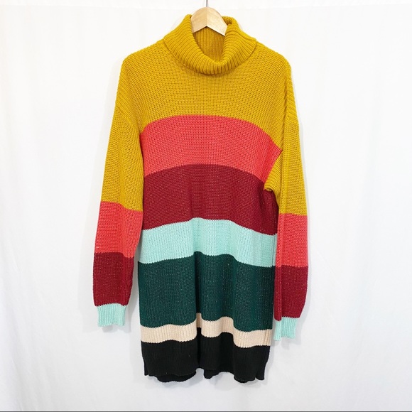 Anthro Farm Rio Boldly Stripe Knit Sweater Dress - Picture 4 of 13